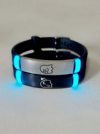 ATLVXJL 2Pcs/Set Couple Matching Bracelets Blow Kisses to Show Love Know You Love You Patternblack Silvery Stainless Steel Jewelry Set Charm Silicone Bracelet Luminous Glow in the Dark for Women Valentine'S Day Gift or Loved Ones Holiday Couple Gifts