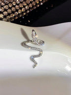 Gothic Shining Snake Ring Inlaid Adjustable Cuff Ring Unique Jewelry for Men and Women Special Party Decor