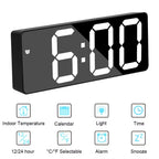 Smart Alarm Clock Bedside Table Led Alarm Clock Digital Children'S Electronic Alarm Clock Curved Screen Mirror Temperature