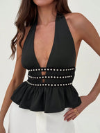 Aloruh Women'S Casual Minimalist Halter Halter Top, Daily Wear Concert Women Rave Festival Country Concert Ibiza Nashville Western Wear Women Western Boho Streetwear Tropical Gyaru Western Wear Women Western Gyaru Streetwear