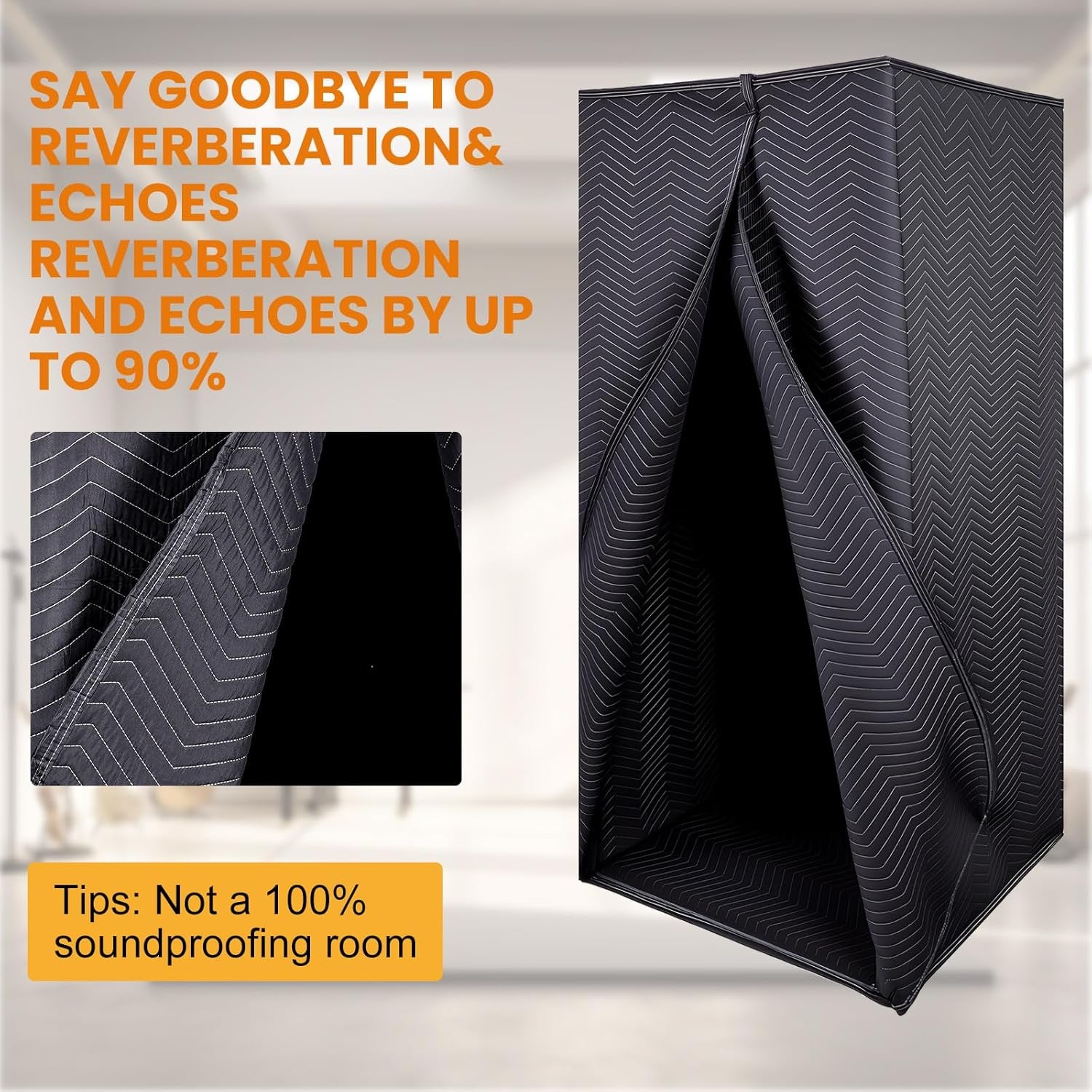 Portable Vocal Booth, Echo-Free Recording Home Recording Studio Booth, Foldable Recording Booth Sound Shield with Travel Bag, for Music, Game, Podcasts, Black