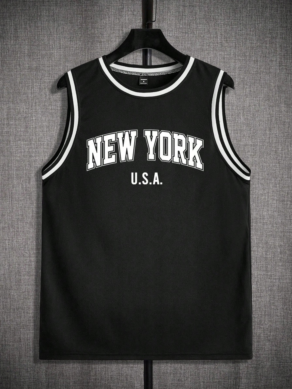 Manfinity ZONE917 Knit Mesh Letter Print Men'S Sleeveless Jersey Tank Top, Summer