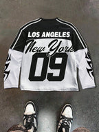 PAVTROS Manfinity Streetrush Men'S Casual Letter Print round Neck 2 in 1 Long Sleeve T-Shirt for Autumn, for Fall