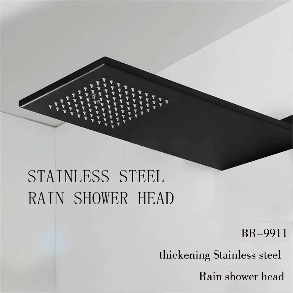 Matte Black Stainless Steel Shower Head Rainfall Shower Head with Waterfall Shower Wall Mounted