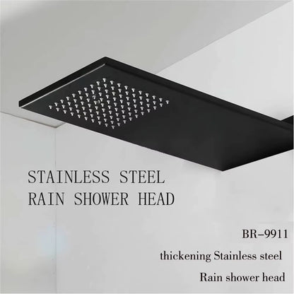 Matte Black Stainless Steel Shower Head Rainfall Shower Head with Waterfall Shower Wall Mounted