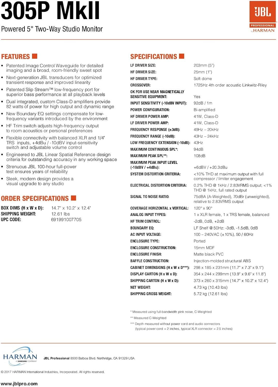 Professional 305Pmkii 5-Inch 2-Way Powered, Active Monitor Speaker for near Field Music Production, Studio Monitor, Desktop Computer, Hi-Fi Audio. Sold Individually, Black