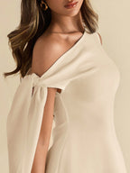 BAE Women'S Asymmetric Tie-Up Shoulder Black Bodycon Elegant A-Line Ruffle Hem Skirt Business Casual Woman