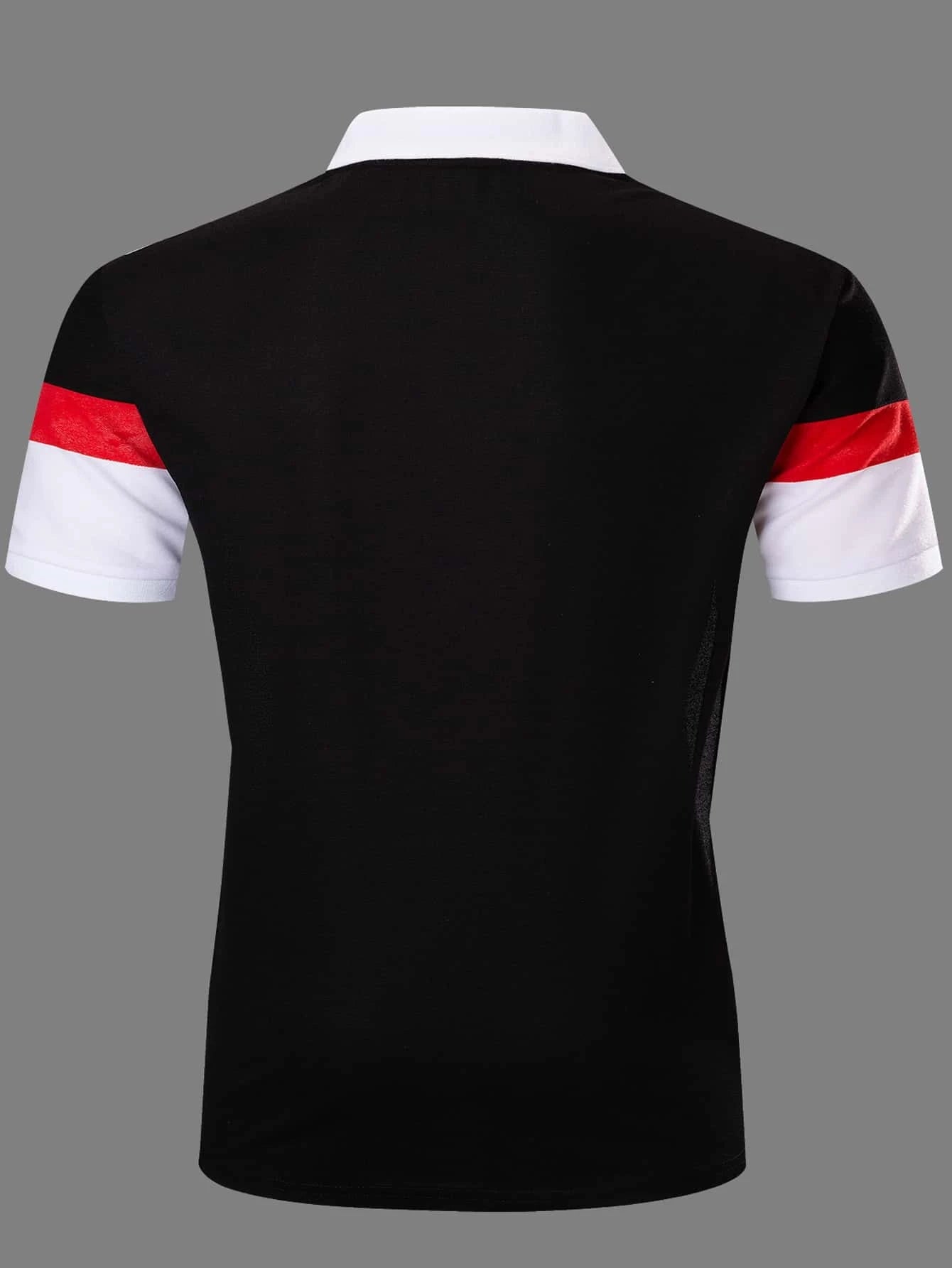 Manfinity Men Color Block Quarter Zipper Polo Shirt