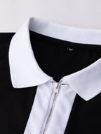 Manfinity Men Color Block Quarter Zipper Polo Shirt