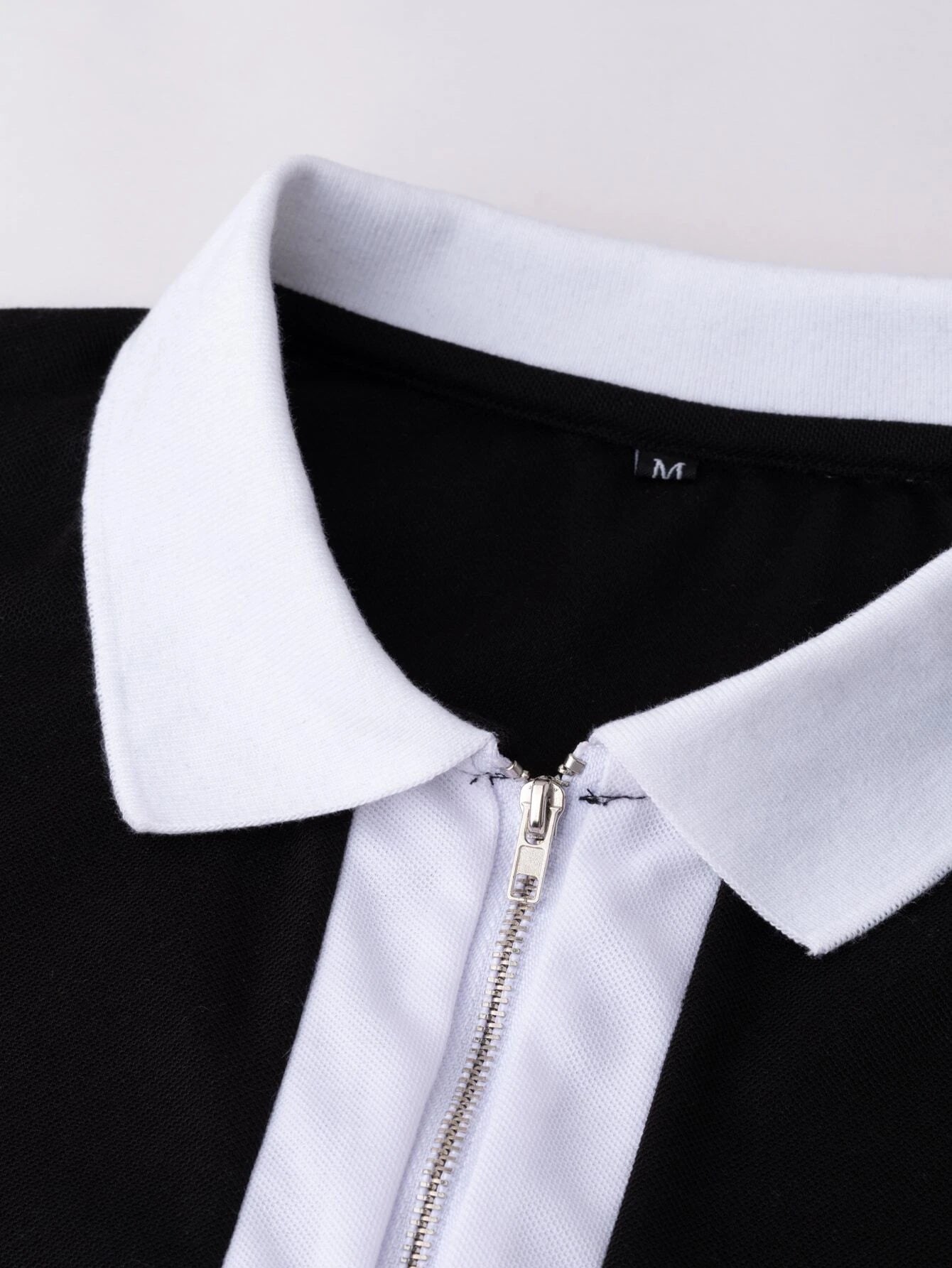 Manfinity Men Color Block Quarter Zipper Polo Shirt