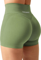 Scrunch Butt Workout Shorts Women 3.5" Seamless V Cross Waist Sport Gym Amplify Shorts