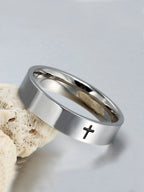 Fashionable and Popular Men Cross Detail Ring Stainless Steel for Jewelry Gift and for a Stylish Look