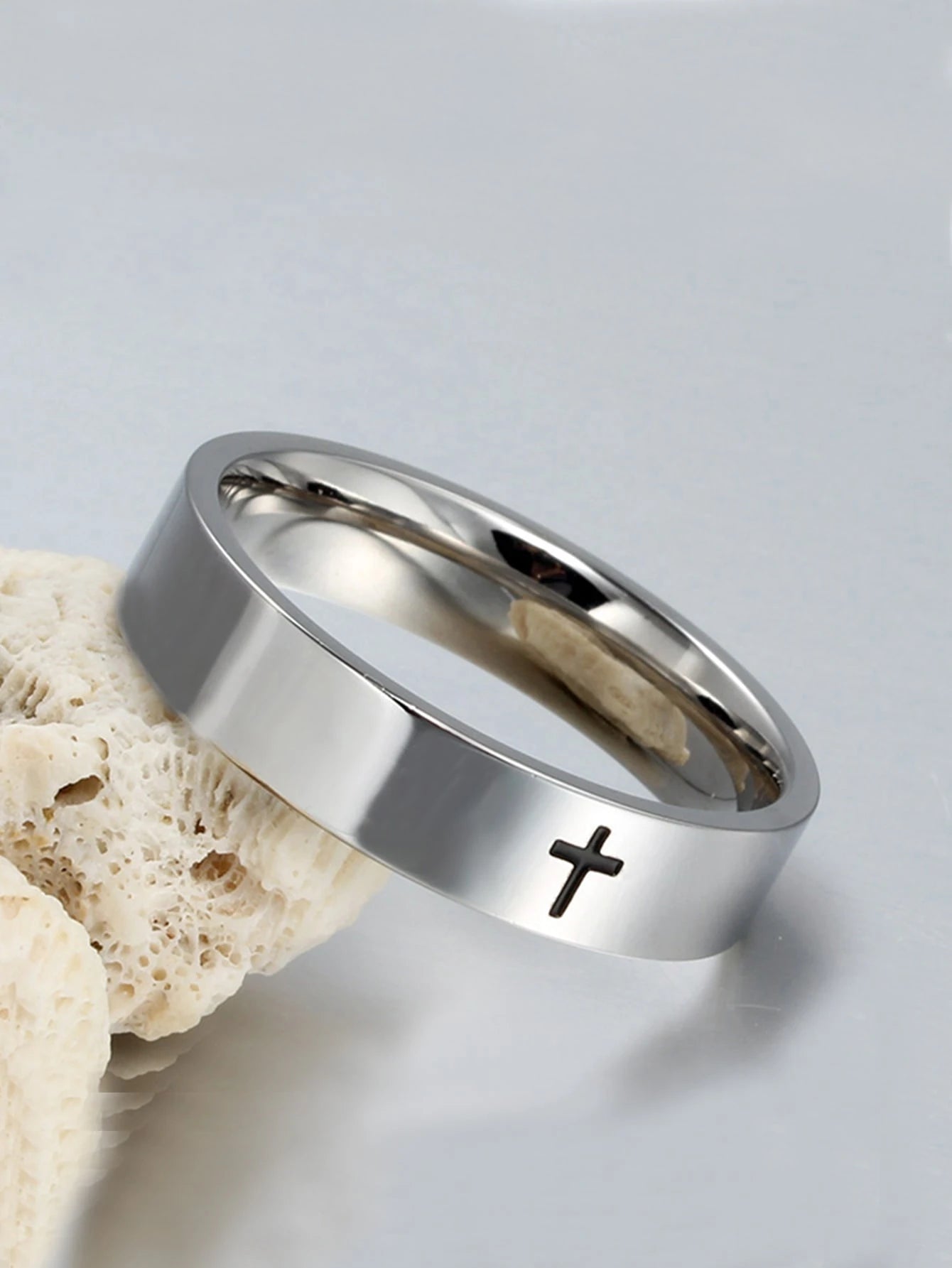 Fashionable and Popular Men Cross Detail Ring Stainless Steel for Jewelry Gift and for a Stylish Look