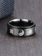 Fashionable and Popular Men Yin & Yang Pattern Ring Stainless Steel for Jewelry Gift and for a Stylish Look