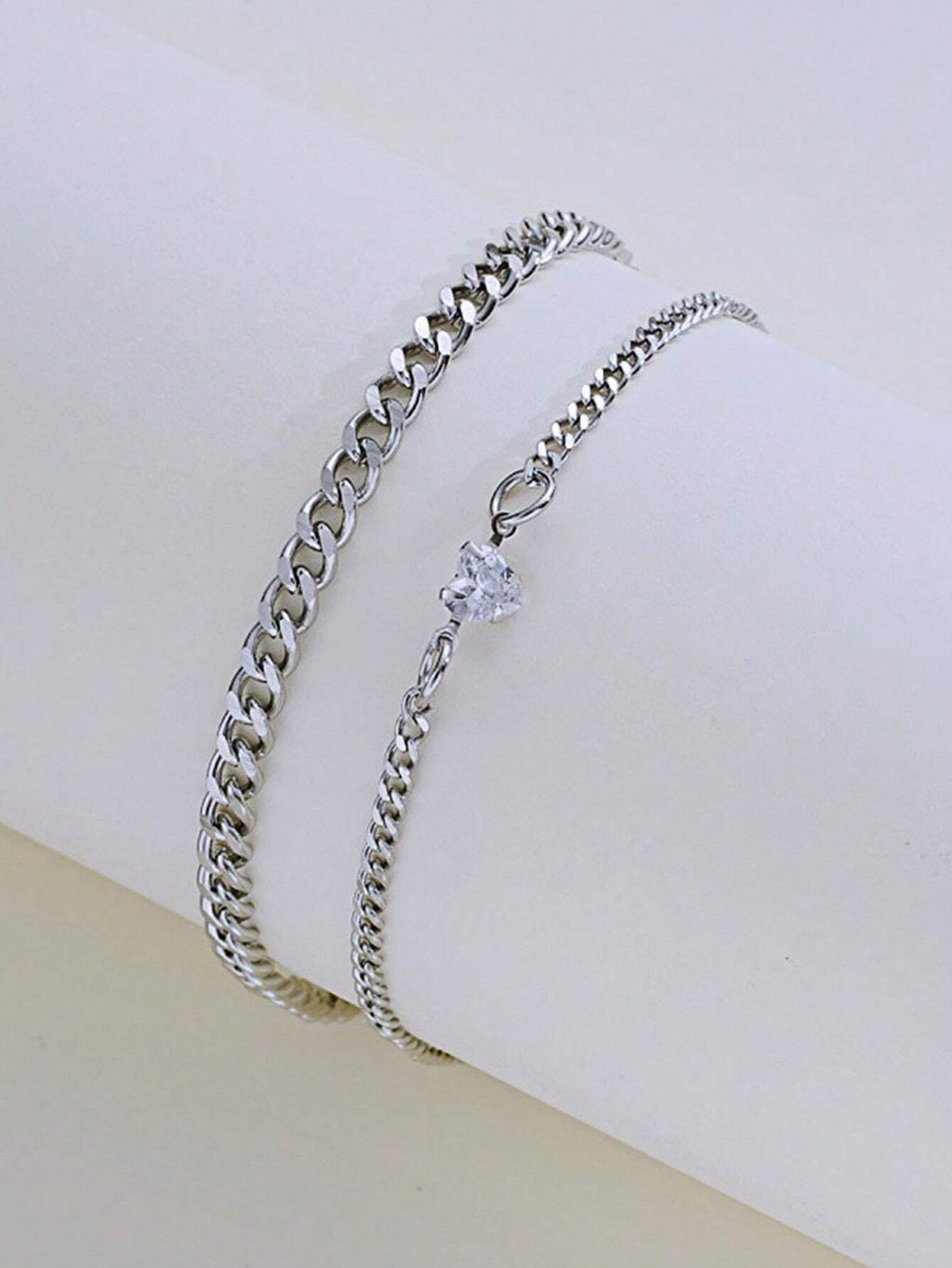 2Pcs/Set Stainless Steel Couples Heart-Shaped Bracelet, Fashionable Design Valentines