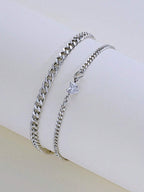 2Pcs/Set Stainless Steel Couples Heart-Shaped Bracelet, Fashionable Design Valentines