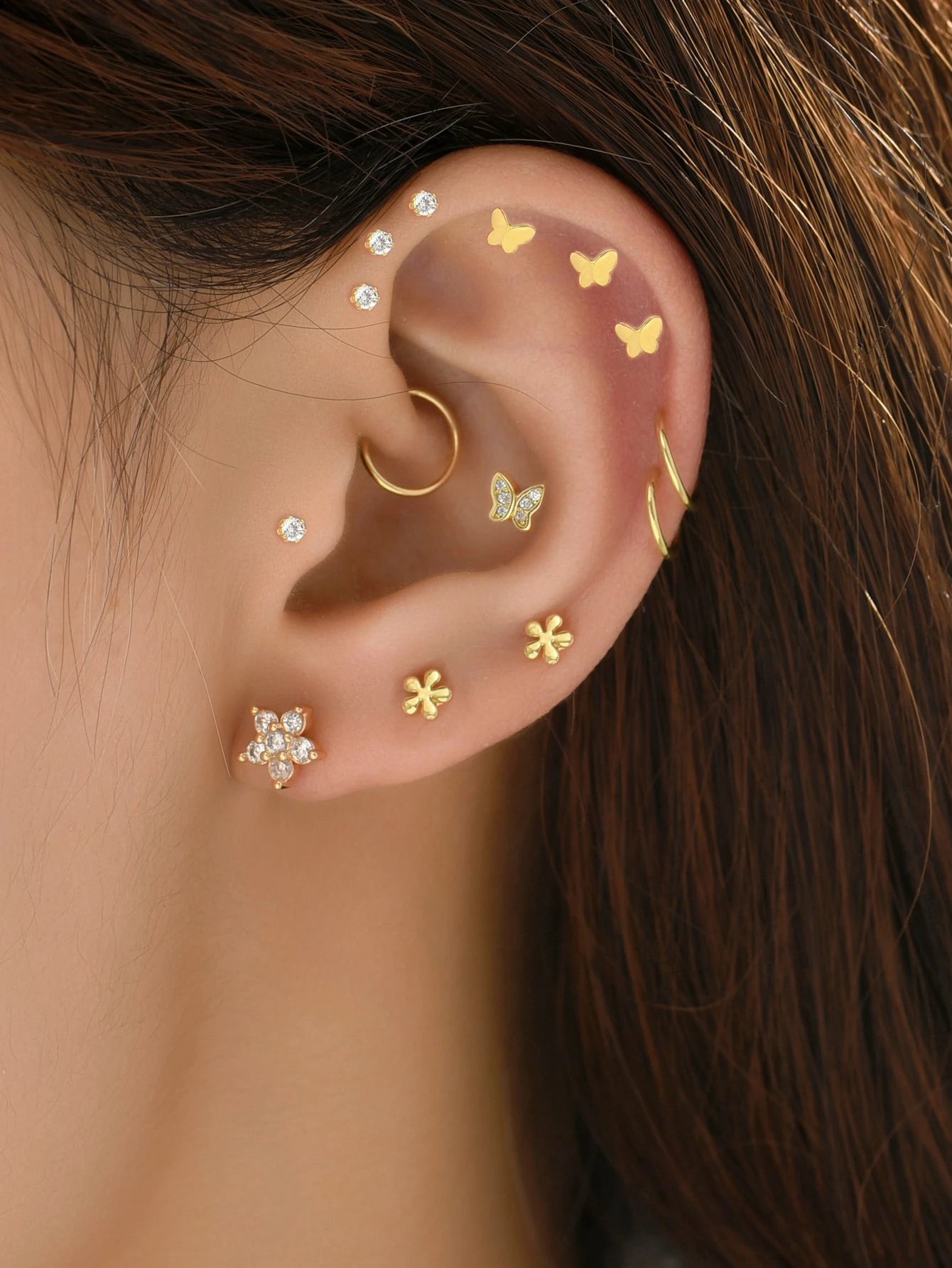 13Pcs Butterfly & Flower Decor Earrings