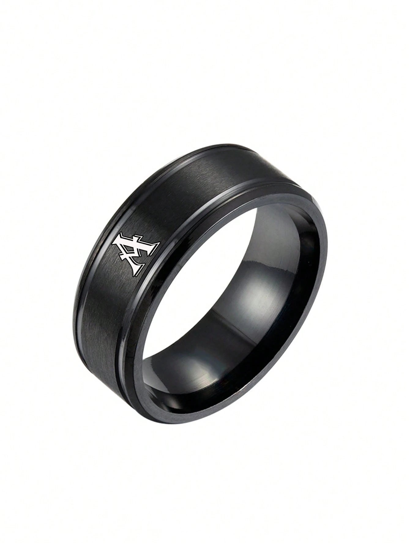 Fashionable and Popular 1Pc Fashionable Stainless Steel Letter Detail Ring for Men for Daily Decoration for Jewelry Gift and for a Stylish Look