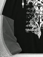 Manfinity Dauomo Men Colorblock round Neck Long Sleeve Graphic Print Casual T-Shirt, Fall