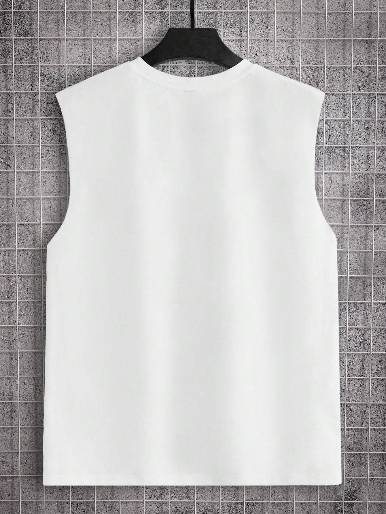 Manfinity RSRT Men'S Tropical and Letter Print Graphic Casual Summer Sleeveless Tank Top