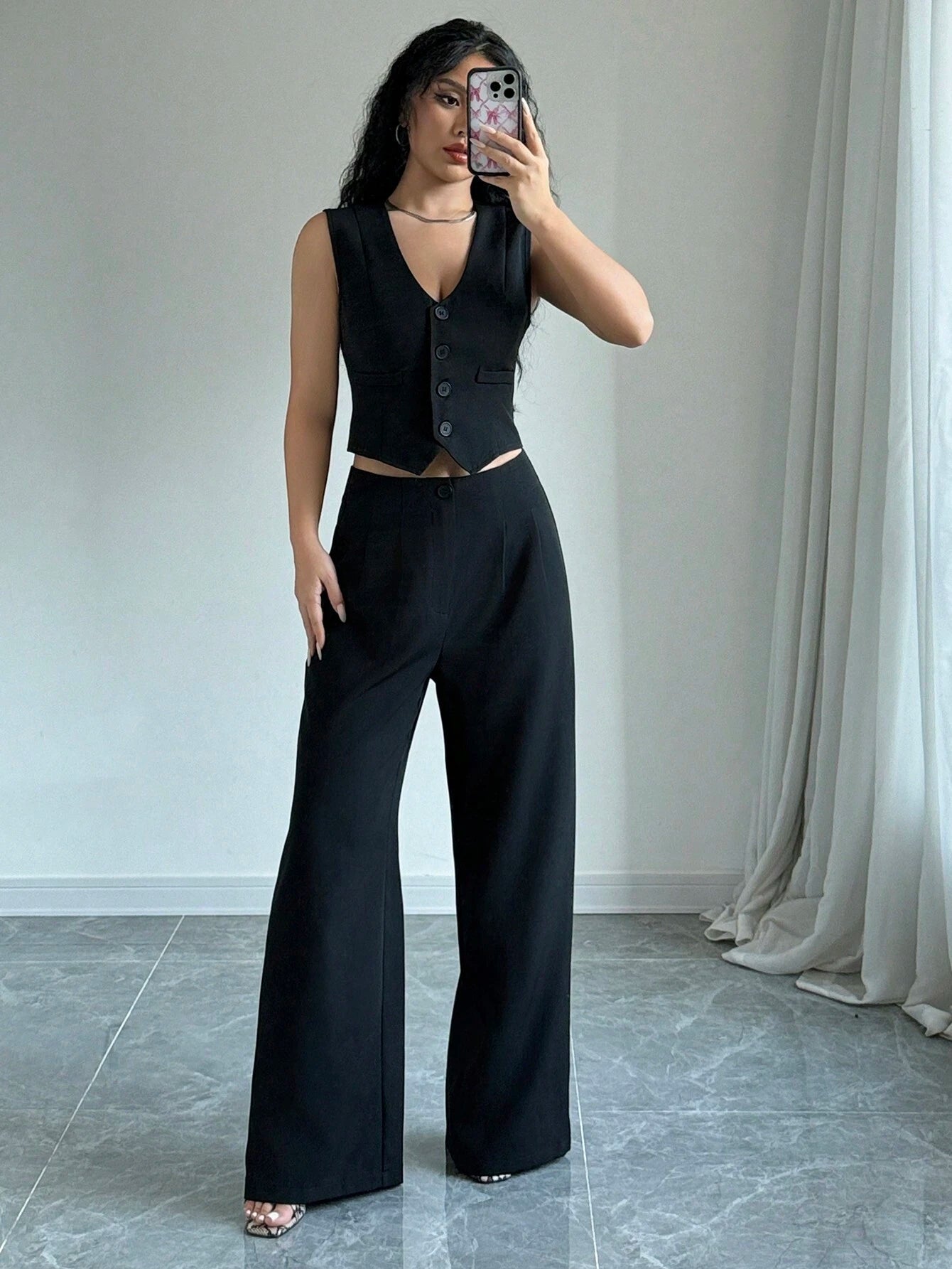 Elenzga Sleeveless Blazer Vest and Suit Pants Set