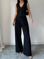 Elenzga Sleeveless Blazer Vest and Suit Pants Set
