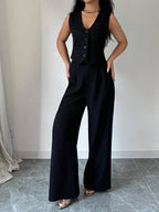 Elenzga Sleeveless Blazer Vest and Suit Pants Set