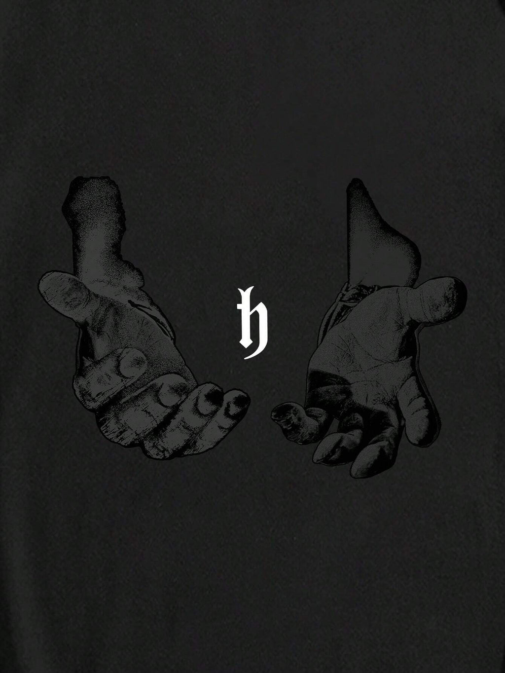 Manfinity EMRG Men Hand Print round Neck Short Sleeve Oversized Casual T-Shirt, for Going Out