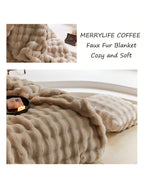 Luxury Thick Plush Faux Rabbit Fur Throw Blanket Ultra-Plush Cozy Soft Decorative Blanket Use for Couch Bed Travel