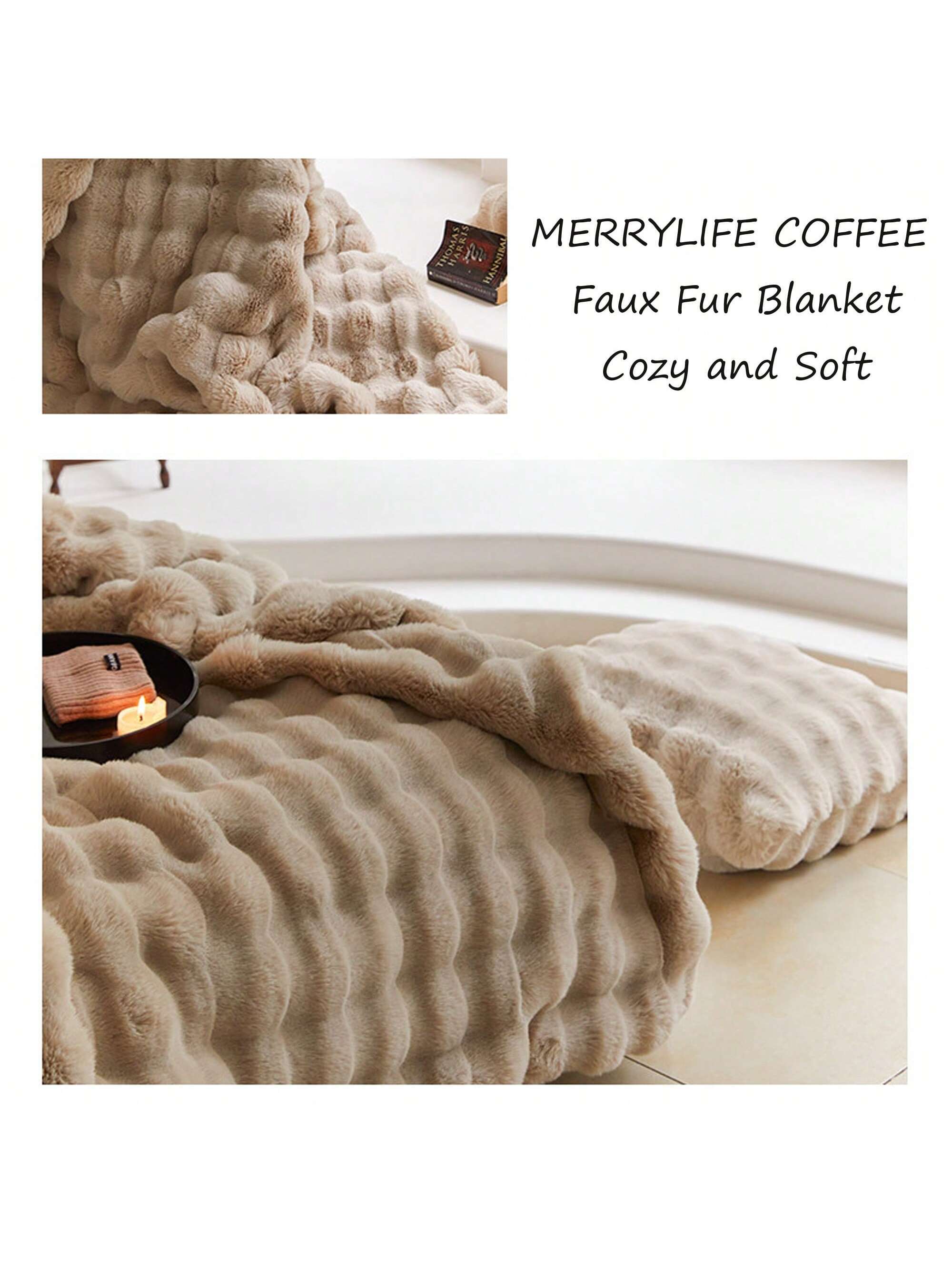 Luxury Thick Plush Faux Rabbit Fur Throw Blanket Ultra-Plush Cozy Soft Decorative Blanket Use for Couch Bed Travel