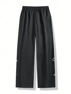 1Pc Men'S Cross Embroidery Casual Pants, Fashionable with Drawstring, Reflective Trim, Suitable for Casual, Beach, Work, Workout, Relaxed Straight Fit Pants for Spring, Summer, Autumn, Winter, Boyfriend/Husband Gift, Commemorative Gift, Fall