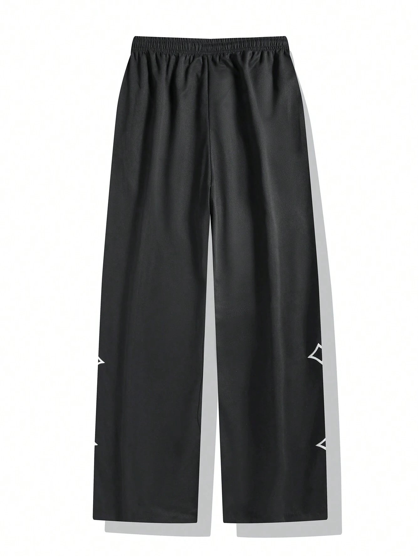 1Pc Men'S Cross Embroidery Casual Pants, Fashionable with Drawstring, Reflective Trim, Suitable for Casual, Beach, Work, Workout, Relaxed Straight Fit Pants for Spring, Summer, Autumn, Winter, Boyfriend/Husband Gift, Commemorative Gift, Fall