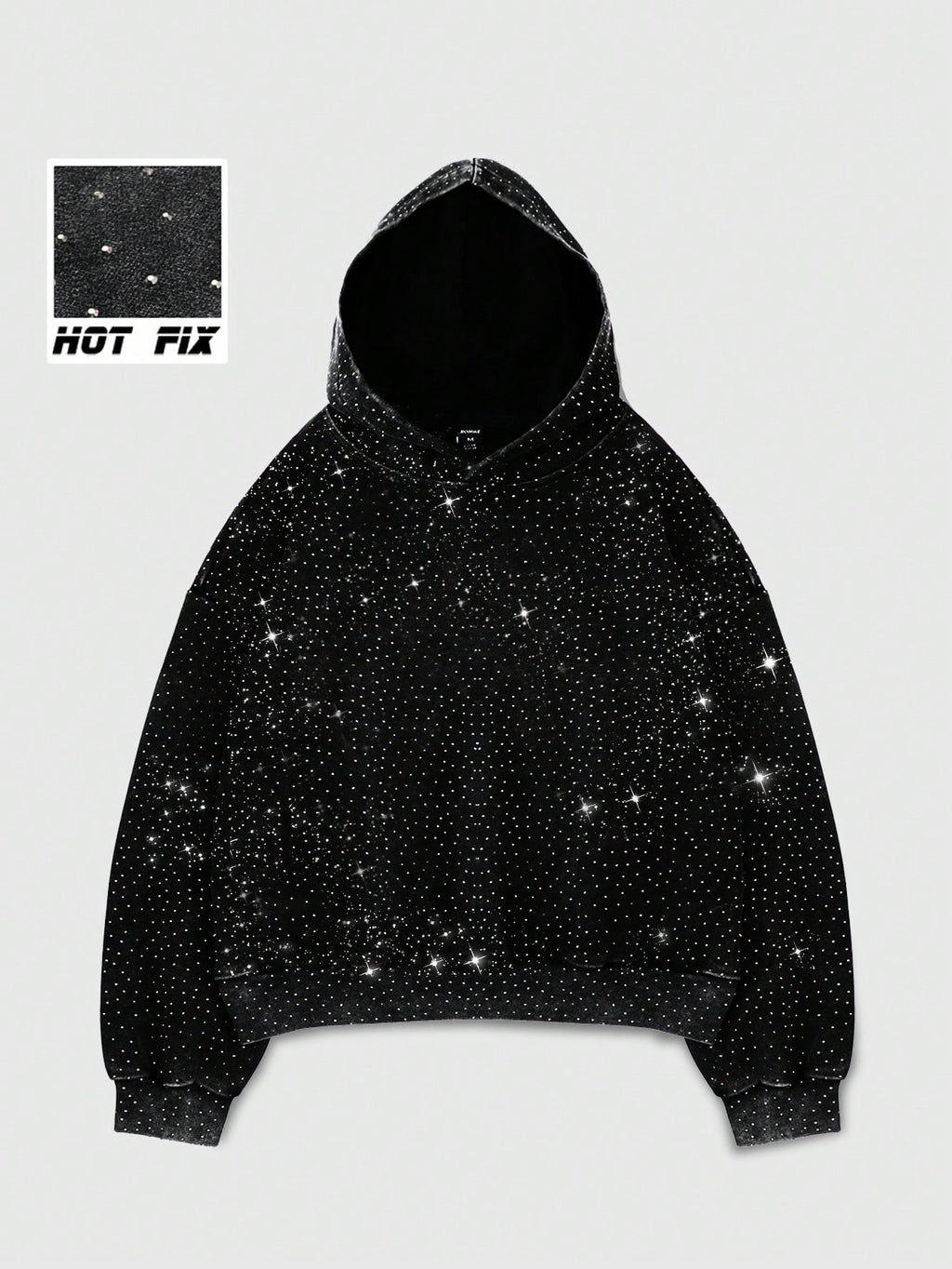 ROMWE MEN Street Life Men'S Heavyweight Oversized Diamond Printed Cropped Hoodie, Streetwear