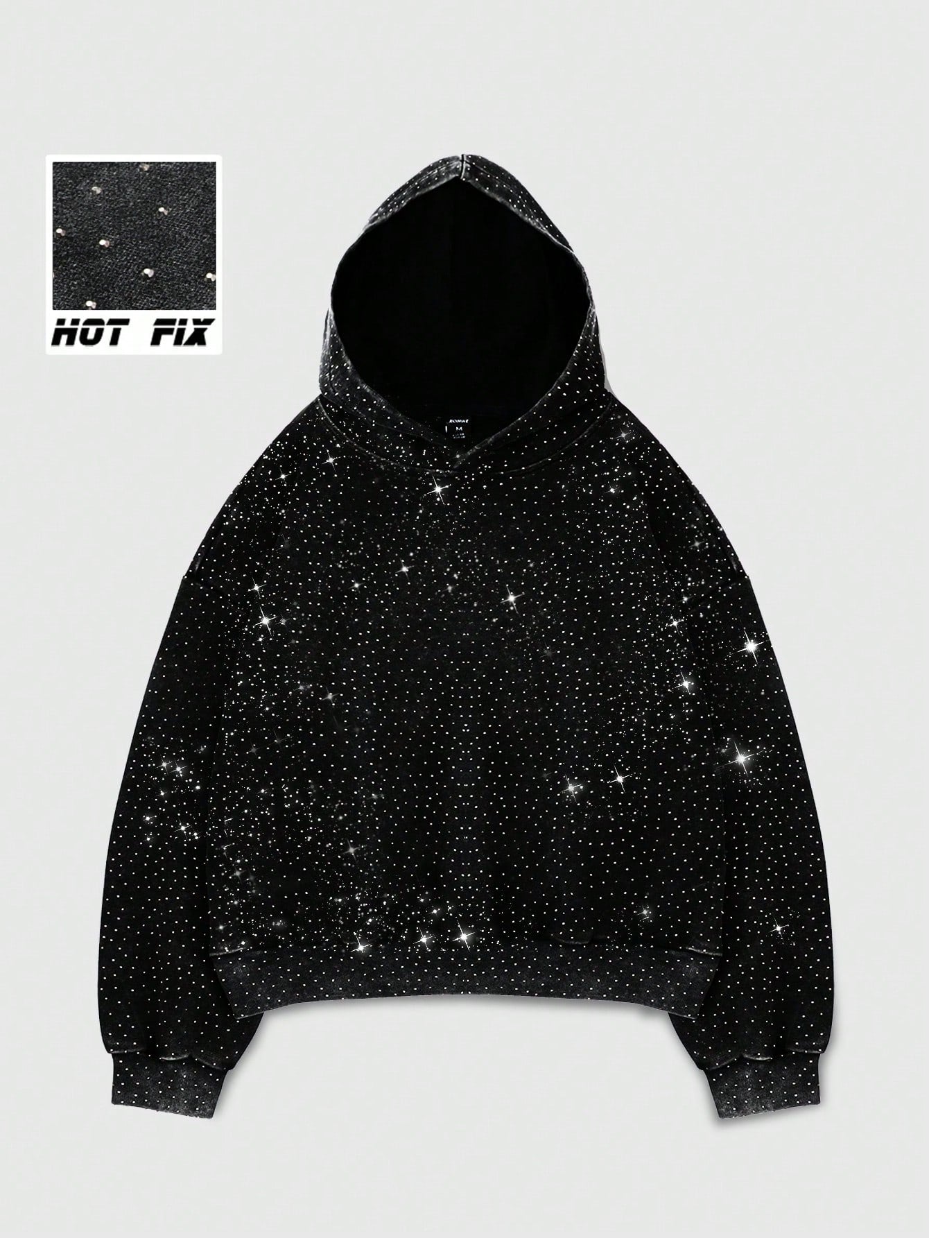 ROMWE MEN Street Life Men'S Heavyweight Oversized Diamond Printed Cropped Hoodie, Streetwear