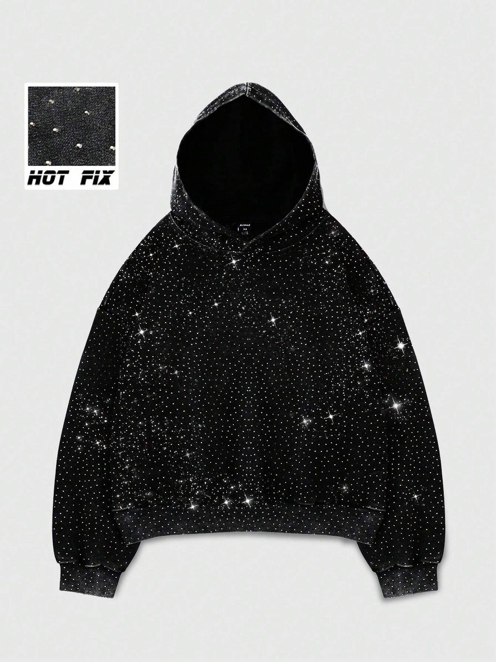 ROMWE MEN Street Life Men'S Heavyweight Oversized Diamond Printed Cropped Hoodie, Streetwear