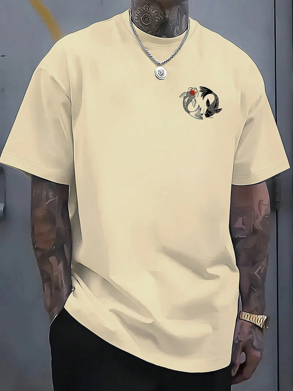 Men'S Fashionable Printed Loose Short Sleeve T-Shirt | Exquisite Design | Essential for Summer | Easy to Match, Showcases Your Style