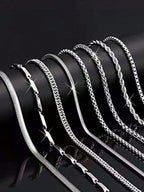 8Pcs Fashionable Stainless Steel Chain Necklace Set for Men - DIY Mix and Match, Everyday Wear