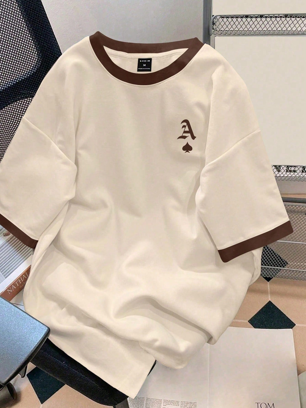 Claim Dot Men'S Casual round Neck Short Sleeve T-Shirt with Playing Card Print