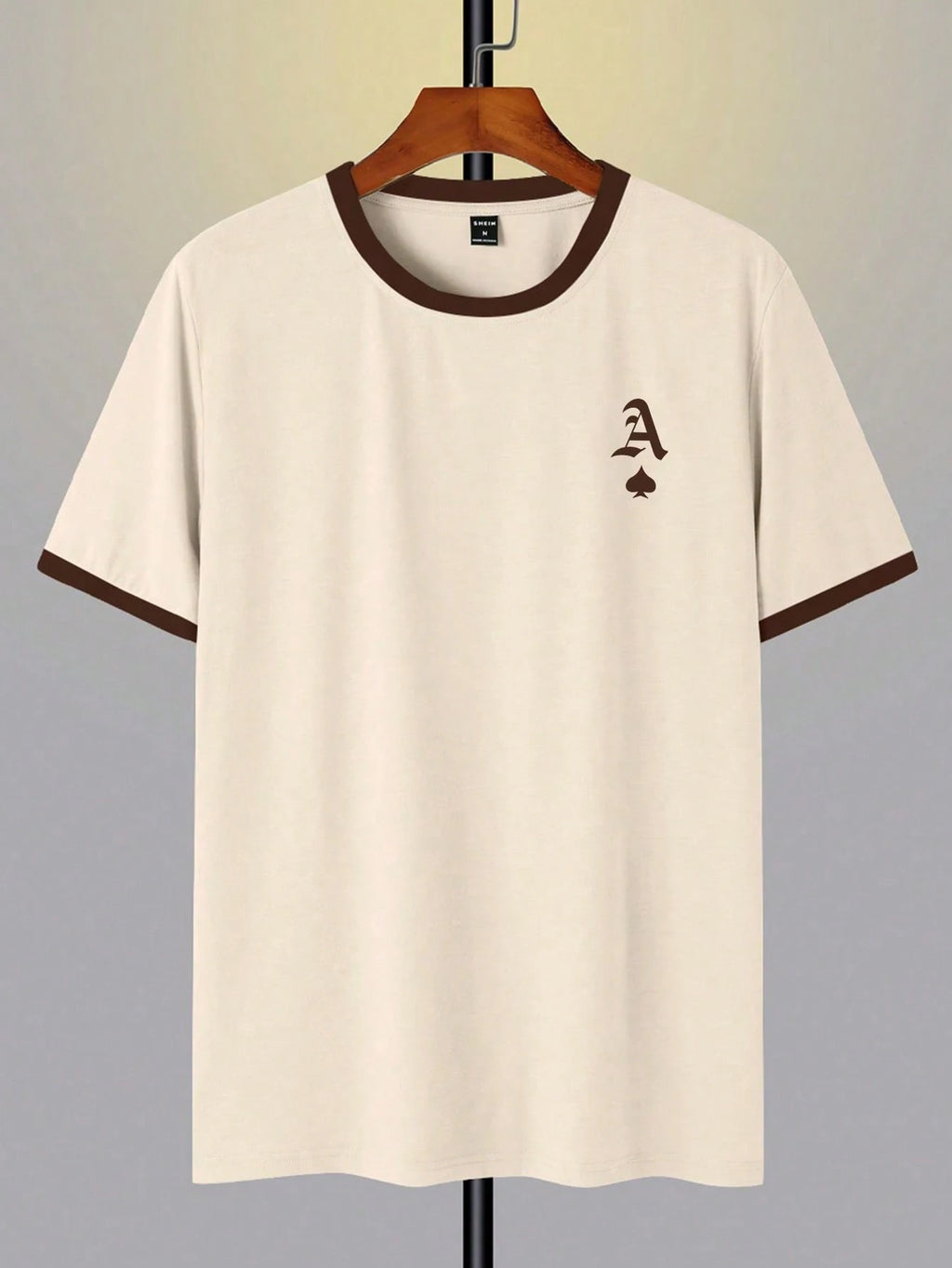 Claim Dot Men'S Casual round Neck Short Sleeve T-Shirt with Playing Card Print