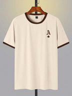 Claim Dot Men'S Casual round Neck Short Sleeve T-Shirt with Playing Card Print