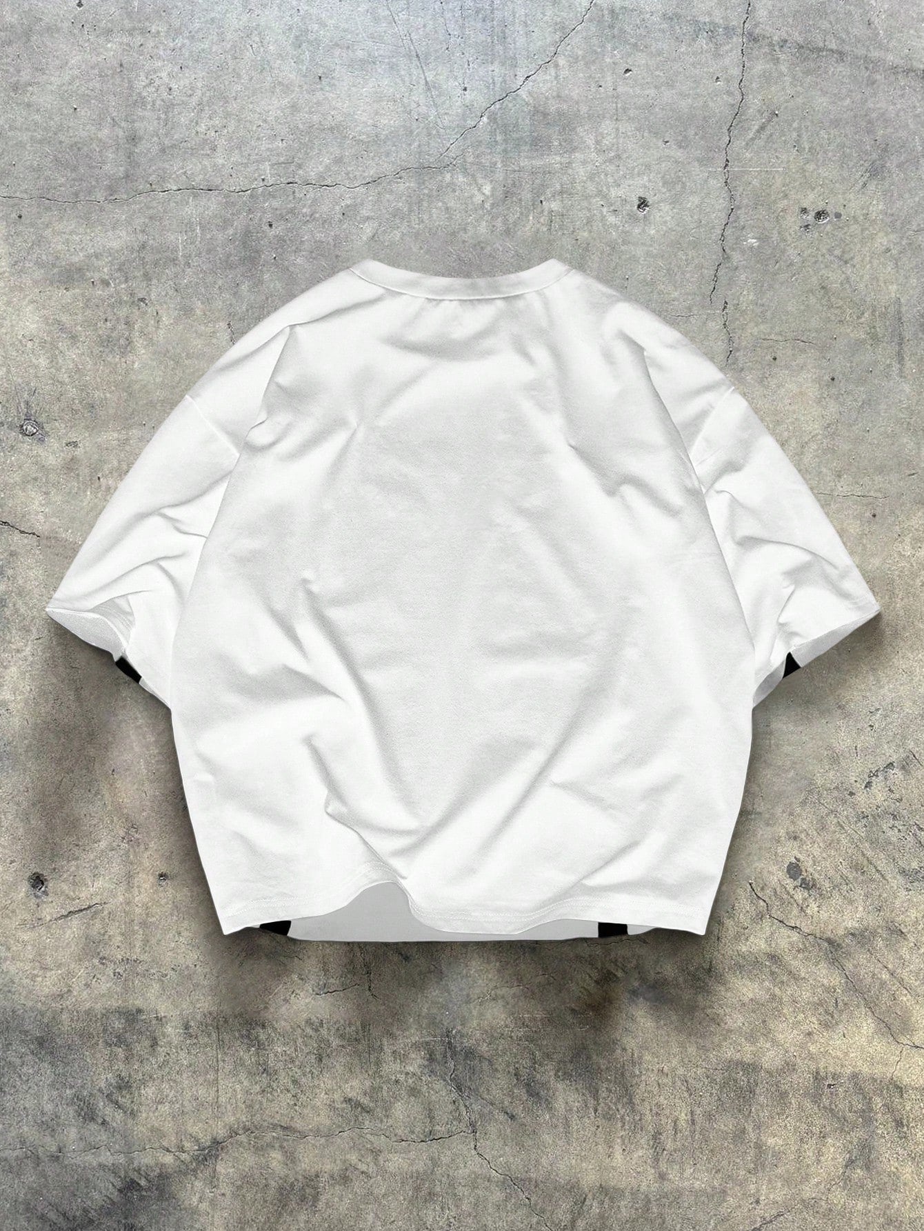 AXEPEAK Men'S Knit Fashion Casual Daily Loose Short Sleeve Patchwork T-Shirt, Summer, Streetwear Influence