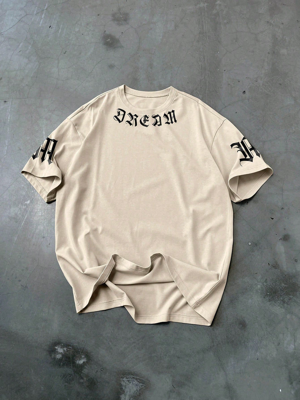 Manfinity EMRG Men'S Drop Shoulder round Neck Short Sleeve Casual Letter Print T-Shirt, Summer