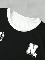 Manfinity Dauomo American Simple Casual Street Sense Retro Polka Dot Number Combination Letters Sports College Style Men'S T-Shirt