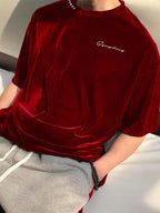 Claim Dot Men'S Casual Letter Print Short Sleeve T-Shirt, Autumn