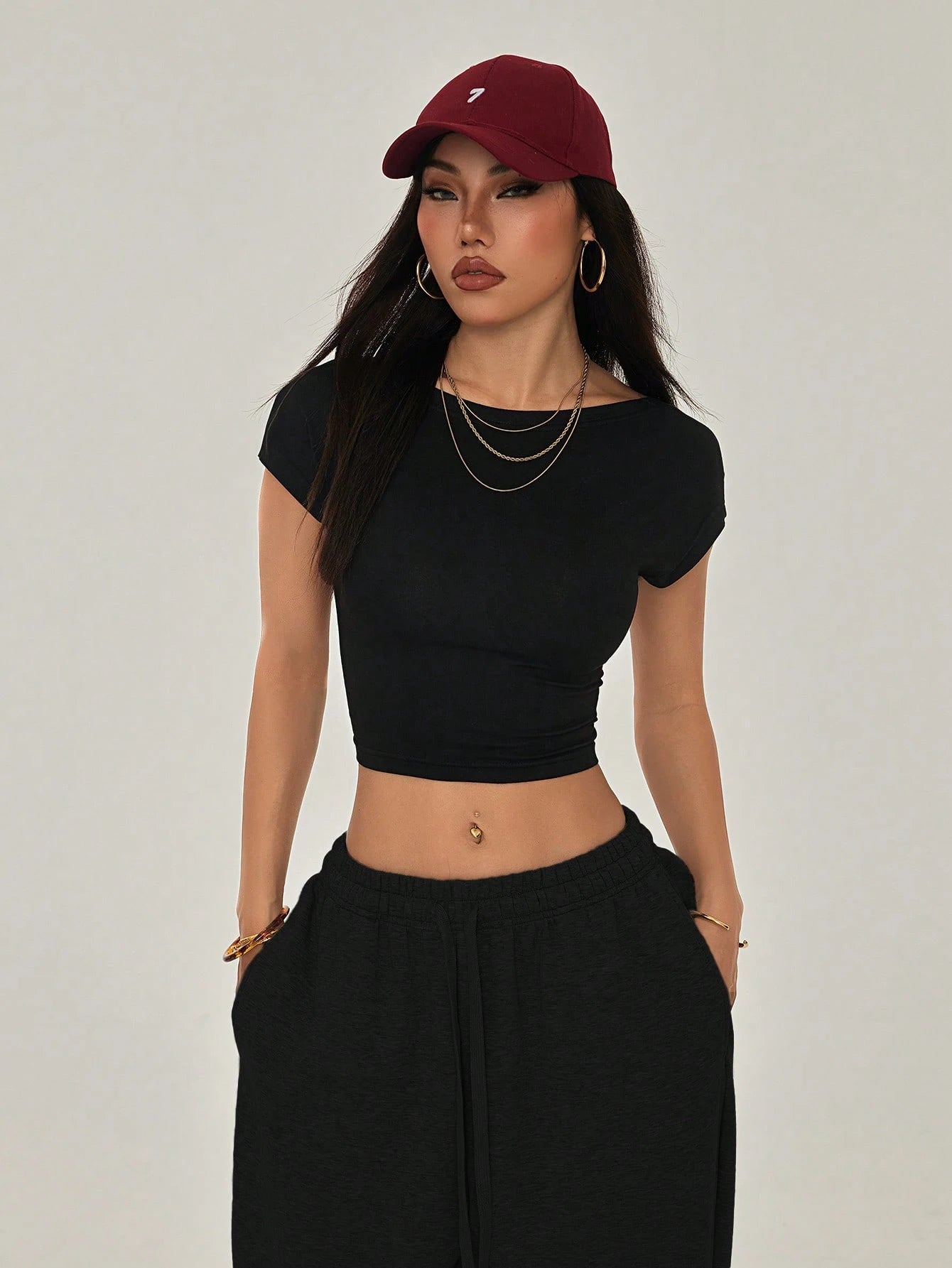 PETITE Black Open Back T-Shirt Top Suitable for Petite, Summer