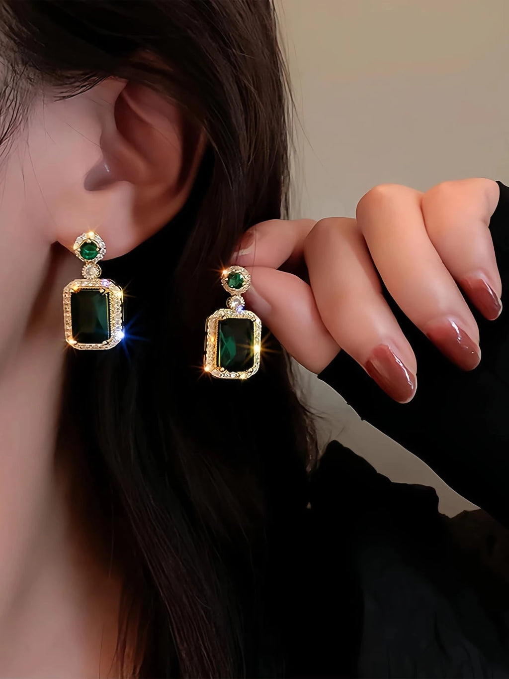 4Pcs Women'S Deluxe Square Shaped Jewelry Set with Rhinestone Decoration, Including 1 Necklace, 2 Earrings and 1 Ring, Suitable for Various Occasions Such as Daily Wear and Parties, Best Gift Choice