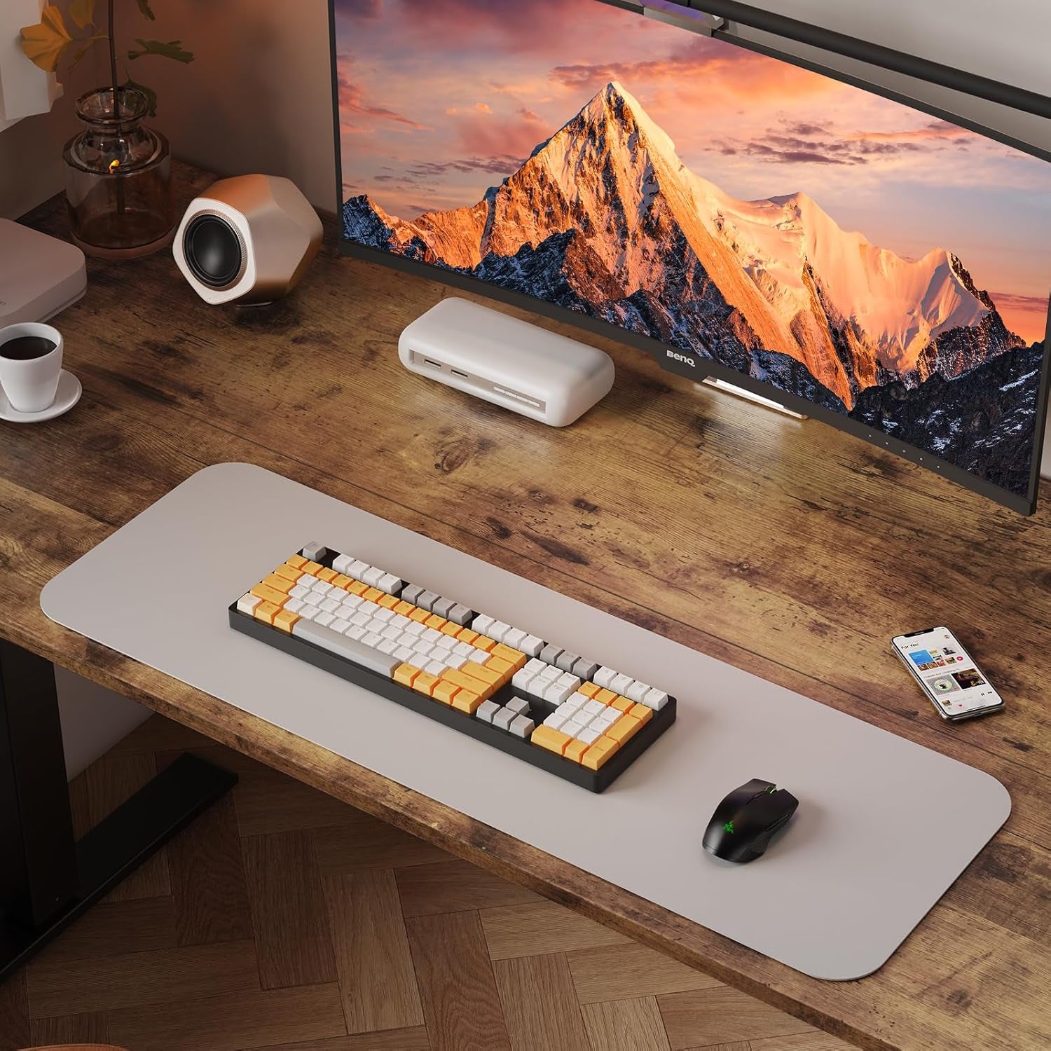 48X24 Inches Height Adjustable Electric Standing Desk with 2 Hooks for Home Office, Ergonomic Sit Stand up Desk with Splice Board, Rustic Brown