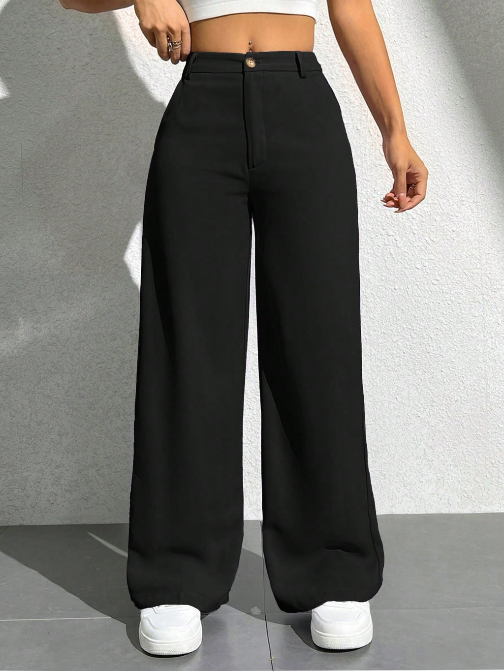 PETITE Ladies' Solid Color Simple Everyday Casual Trousers