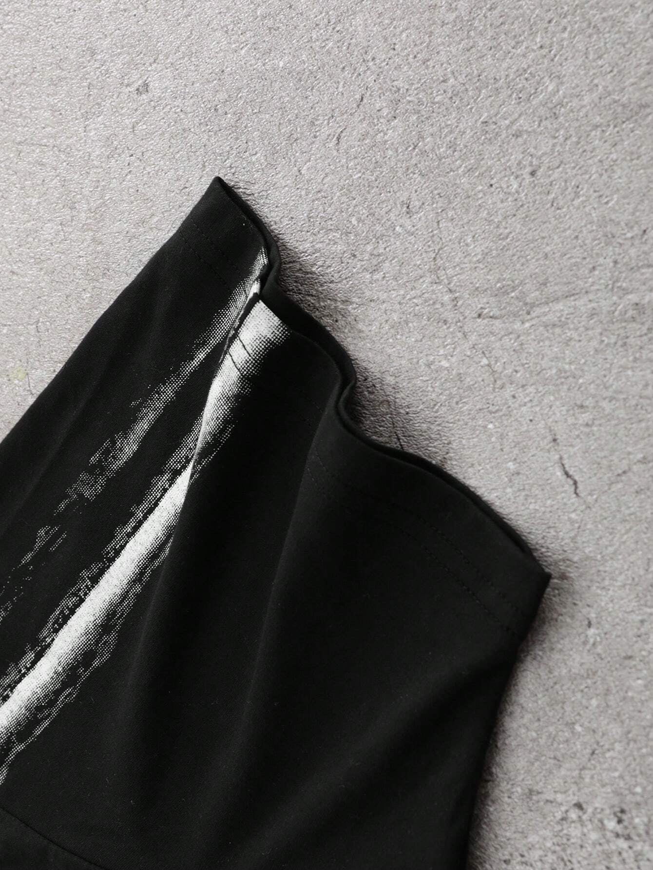 PAVTROS Manfinity Streetrush Streetrush Men'S Contrast Color Print round Neck Short Sleeve T-Shirt Men Y2K Clothes Men Outfit Men Black Outfit,Halloween,Halloween Party,Streetwear