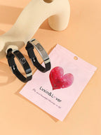 ATLVXJL 2Pcs/Set Couple Matching Bracelets Blow Kisses to Show Love Know You Love You Patternblack Silvery Stainless Steel Jewelry Set Charm Silicone Bracelet Luminous Glow in the Dark for Women Valentine'S Day Gift or Loved Ones Holiday Couple Gifts